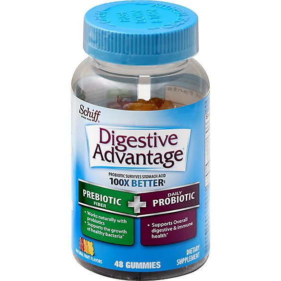 Digestive Advantage Dietary Supplement Prebiotic Fiber Plus Daily Probiotic Gummies - 48 Count