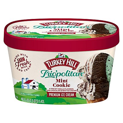 Turkey Hill Ice Cream Premium Triopolitan Mint Cookie - 48 Fl. Oz. - Image 3