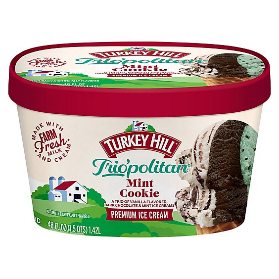 Turkey Hill Ice Cream Premium Triopolitan Mint Cookie - 48 Fl. Oz.