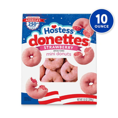 HOSTESS Strawberry Flavored DONETTES Donuts Bag - 10 Oz