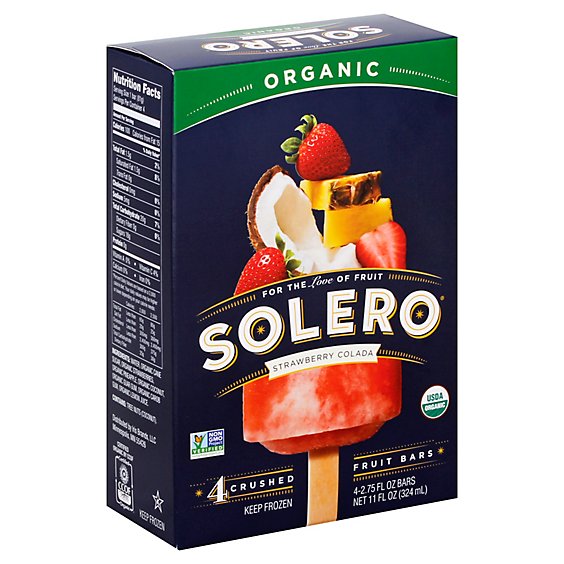 Solero Organic Fruit Bar Strawberry Colada Crushed - 4-2.75 Fl. Oz.