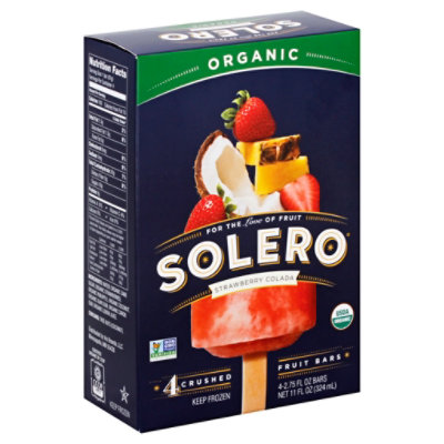 Solero Organic Fruit Bar Strawberry Colada Crushed - 4-2.75 Fl. Oz.