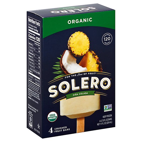Solero Organic Fruit Bars Crushed Pina Colada 4 Count - 11 Fl. Oz.