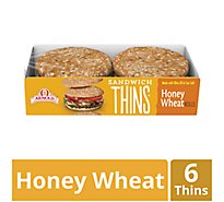 Arnold Rolls Thins Sandwich Honey Wheat 6 Count - 12 Oz