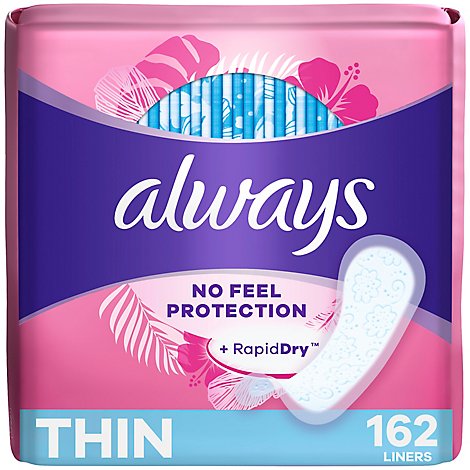 Always Thin No Feel Protection Regular Absorbency Unscented Daily Liners - 162 Count