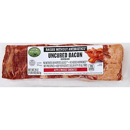 Open Nature Bacon Applewood Smoked Center Cut Uncured - 24 Oz - Image 2