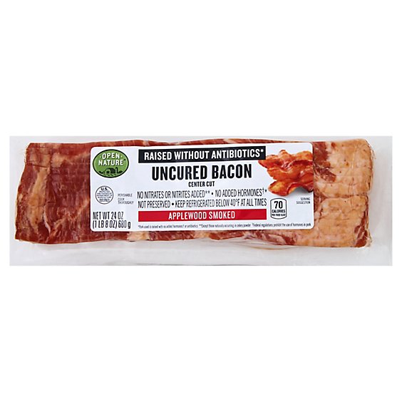 Open Nature Bacon Applewood Smoked Center Cut Uncured - 24 Oz