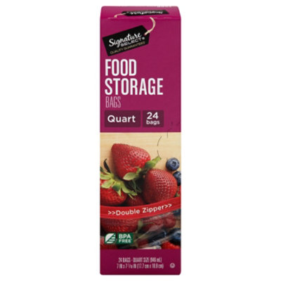 Signature SELECT Bags Food Storage Click & Lock Double Zipper Quart - 24 Count - Image 4