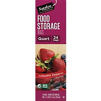 Signature SELECT Bags Food Storage Click & Lock Double Zipper Quart - 24 Count - Image 2
