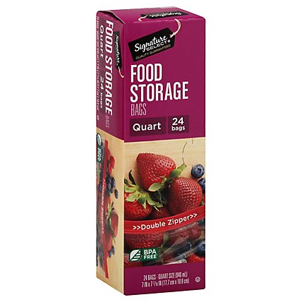 Signature SELECT Bags Food Storage Click & Lock Double Zipper Quart - 24 Count - Image 1