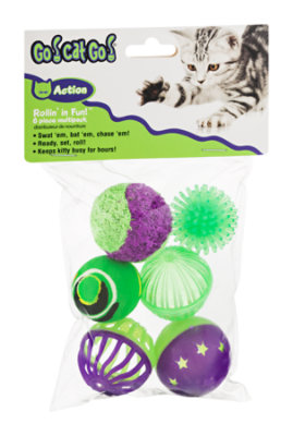 Go Cat Go Rollin In Fun Cat Toy Balls Multipack - 6 Count