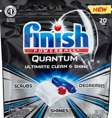 Finish Dishwasher Detergent Powerball Quantum Tablets 20 Count Pouch - 8.8 Oz - Image 2