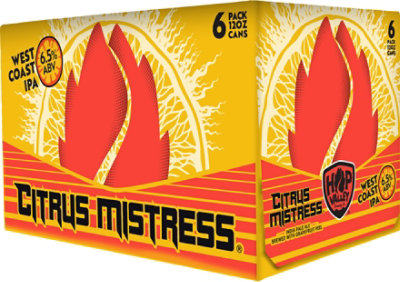 Hop Valley Citrus Mistress Craft American Style IPA Beer 6.5% ABV Cans - 6-12 Fl. Oz.