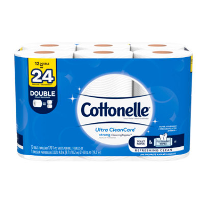 Cottonelle Ultra CleanCare Toilet Paper Double Roll 1 Ply Sheets - 12 Roll - Image 3