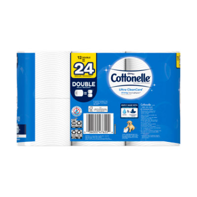 Cottonelle Ultra CleanCare Toilet Paper Double Roll 1 Ply Sheets - 12 Roll - Image 4