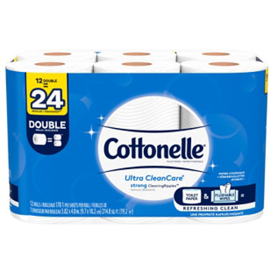 Cottonelle Ultra CleanCare Bathroom Tissue Double Roll 1 Ply - 12 Roll