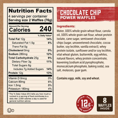 Kodiak Chocolate Chip Power Waffles Box - 10.72 Oz - Image 4