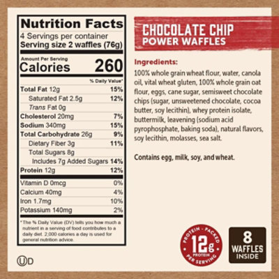 Kodiak Chocolate Chip Power Waffles Box - 10.72 Oz - Image 6