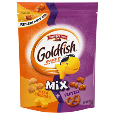 Pepperidge Farm Goldfish Crackers Baked Snack Mix Xtra Cheddar + Pretzel Pouch - 11.5 Oz - Image 2