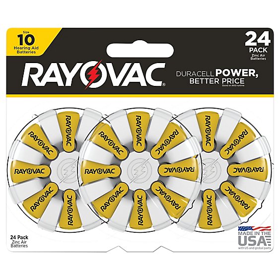 RAYOVAC Batteries Hearing Aid Size 10 Blister Pack - 24 Count