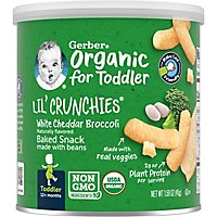 Gerber 2nd Foods Organic Lil Crunchies White Cheddar Broccoli Toddler  Food Canister - 1.59 Oz - Image 1
