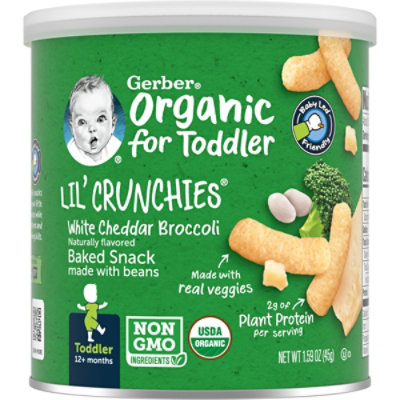 Gerb Org Lil Crunchies Wh Ched Broc - 1.59 Oz