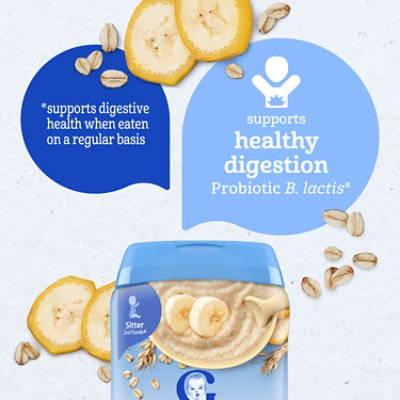 Gerber Banana Probiotic Oatmeal Baby Cereal Canister - 8 Oz - Image 2