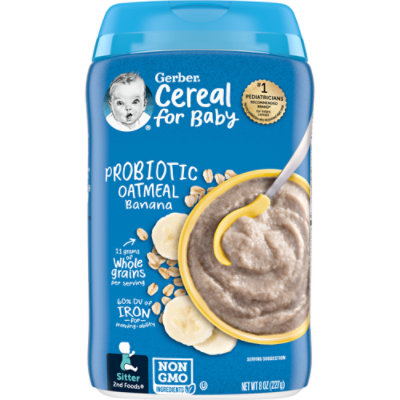 Gerber Cereal Oat Banana Probiotic Bl Tub - 8 Oz