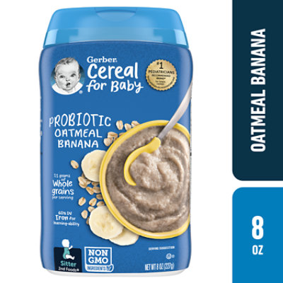 Gerber Cereal Oat Banana Probiotic Bl Tub - 8 Oz