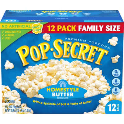 Pop Secret Homestyle Butter Popcorn - 12 Ct - 3.2 Oz - Image 1