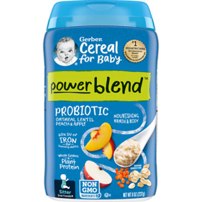 Gerber 2nd Foods Probiotic Oatmeal Peach Apple Baby Cereal - 8 Oz