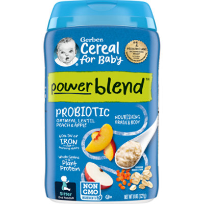 Gerber 2nd Foods Probiotic Oatmeal Peach Apple Baby Cereal - 8 Oz - Image 1