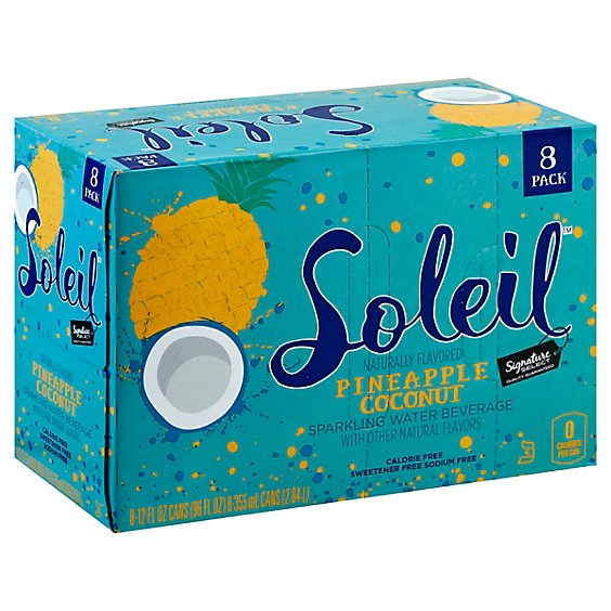 Signature SELECT Soleil Sparkling Water Beverage Pineapple Coconut Box - 8-12 Fl. Oz.