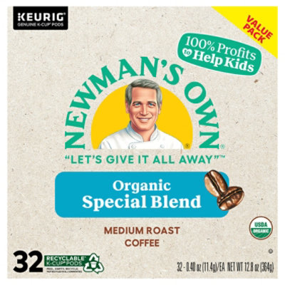 Newman's Own Special Blend Organic Medium Roast Coffee K Cup Pods - 32 Count - Image 1