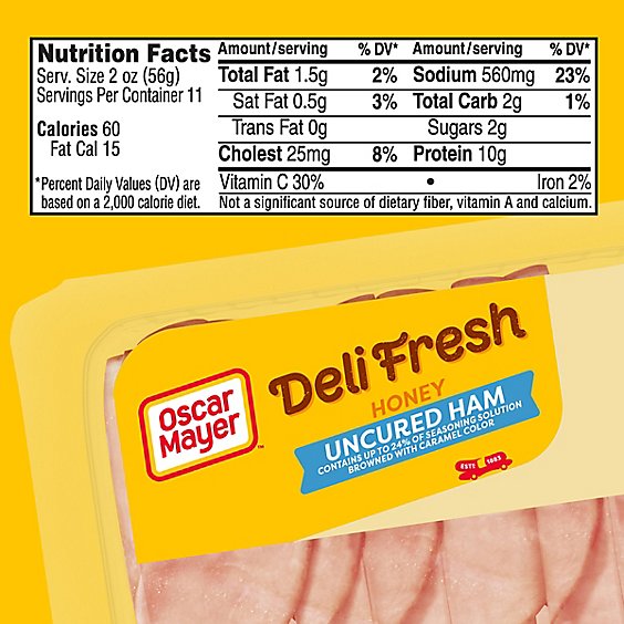 Oscar Mayer Deli Fresh Honey Uncured Ham Sliced Lunch Meat Mega Pack Tray - 22 Oz