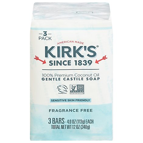 Kirks Soap Bar 3pk Frag Free - 12 Oz
