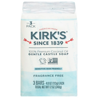 Kirks Soap Bar 3pk Frag Free - 12 Oz