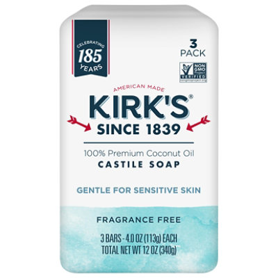 Kirks Soap Bar 3pk Frag Free - 12 Oz