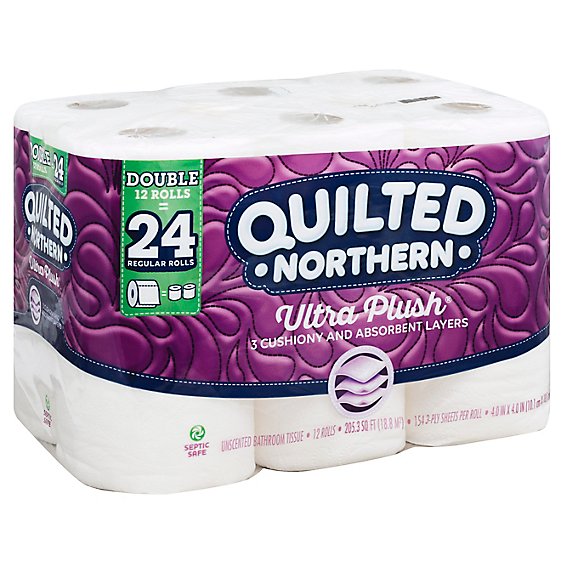 Quilted Northern Ultra Plush Bathroom Tissue Double Roll 3 Ply White - 12 Roll