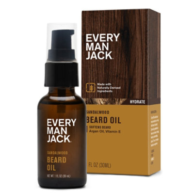 Every Man Jack Sandalwood Hydrating Beard Oil For Men - 1 Oz