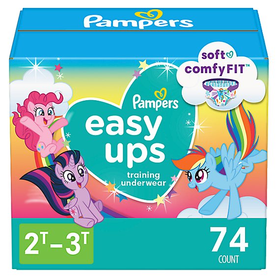 Pampers Easy Ups Size 2T To 3T Girls Training Underwear - 74 Count