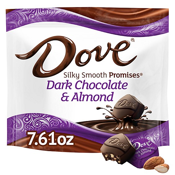 Dove Promises Individually Wrapped Dark Chocolate Almond Candy Bag - 7.61 Oz
