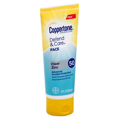 Coppertone Dc Face Lotion Clear Zinc Spf50 - 3 Fl. Oz. - Image 1