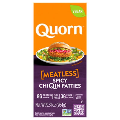 Quorn Meatless Patties Spicy Non GMO Soy Free 4 Count - 9.31 Oz
