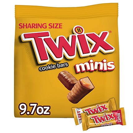 Twix Caramel Minis Size Chocolate Cookie Bar Candy - 9.7 Oz - Image 1