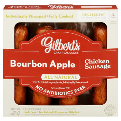 Gilberts Chicken Sausage Bourbon Apple - 10 Oz