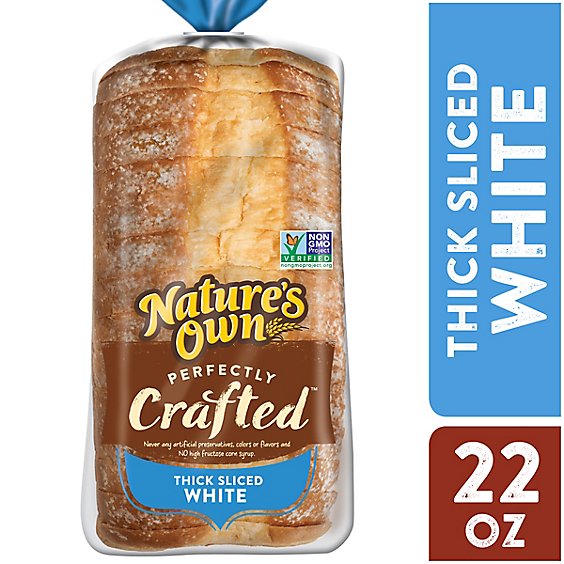 Natures Own Perfectly Crafted White Bread Thick Sliced Non-GMO Sandwich Bread - 22 Oz