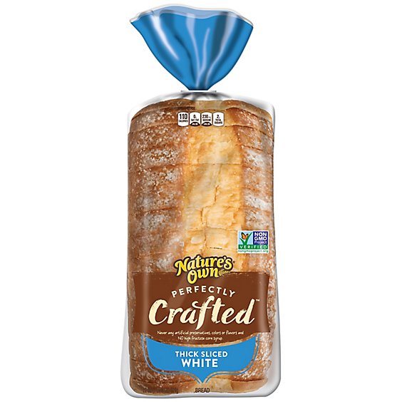 Natures Own Perfectly Crafted White Bread Thick Sliced Non-GMO Sandwich Bread - 22 Oz