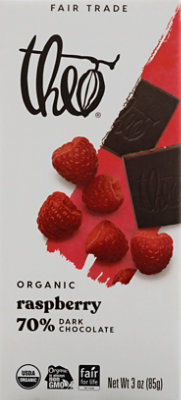 Theo Chocolate Organic Fair Trade Dark Chocolate Raspberry Wrapper - 3 Oz - Image 2