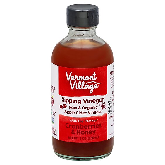 Vermont Village Organic Apple Cider Vinegar Raw Cranberry & Honey - 8 Oz